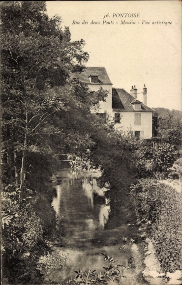 Ak Pontoise Val d'Oise, Mühle, künstlerische Ansicht von  ruhige Landschaft, Wasserlauf
