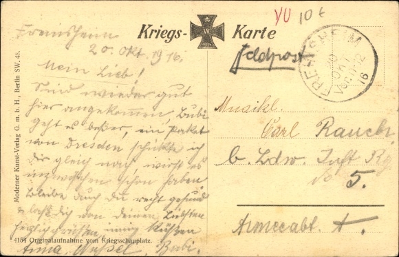 Postcard Serbia, Serbian farmer delivers mutton, German soldiers in uniforms, I WW