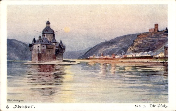 Artist Postcard Oenike, Karl, Kaub am Rhein, Rhine series, No. 7, The Palatinate