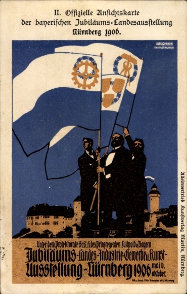 Artist Postcard Nuremberg in Middle Franconia Bavaria, Bavarian Jubilee State Exhibition 1906