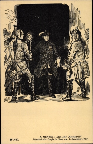 Artist PC Menzel, Adolph von, Friedrich der Große in Lissa 1757