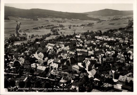 Postcard Wunsiedel in the Fichtelgebirge Upper Franconia, aerial photograph