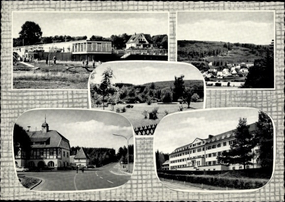 Postcard Hochwaldhausen Ilbeshausen Grebenhain Hesse, partial views, AOK Kassel convalescent home