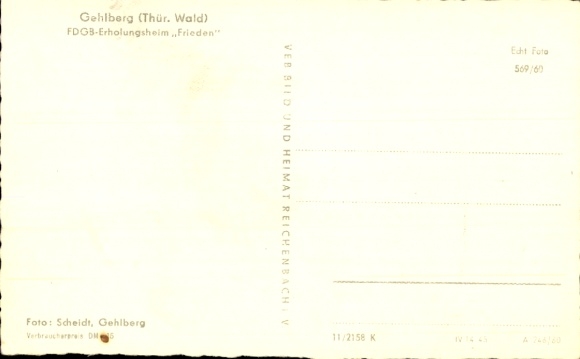 Postcard Gehlberg Suhl in Thuringia, FDGB recreation home Frieden