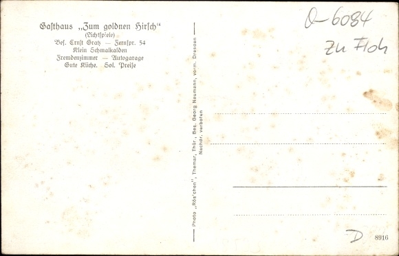 Postcard Kleinschmalkalden Flea Seligenthal Thuringia, Gasthof zum goldenen Hirsch, hall