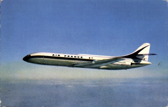Postcard French passenger aircraft, Air France, Caravelle