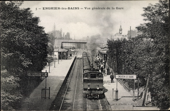 Postcard Enghien les Bains Val d&#39;Oise, General view of the station, railway