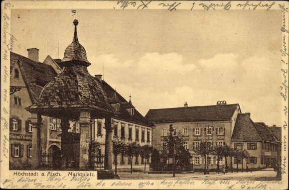 Postcard Höchstadt on the Aisch Middle Franconia, market square, Bamberger inn on the left