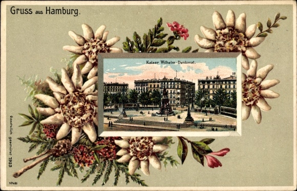 Embossed PC Hamburg Mitte, Kaiser Wilhelm monument
