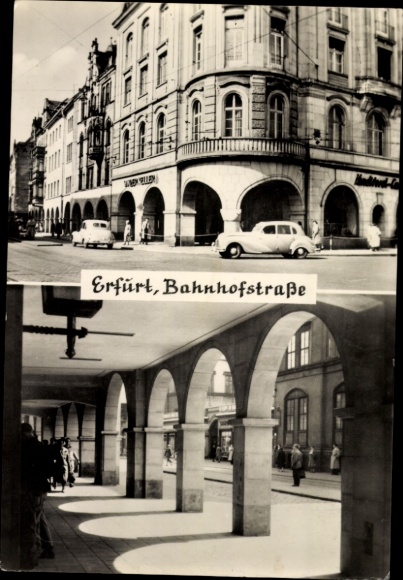 Postcard Erfurt in Thuringia, Bahnhofstraße