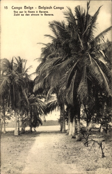 KP pocztówkowa DR Kongo Zair, Vue sur le fleuve a Banana