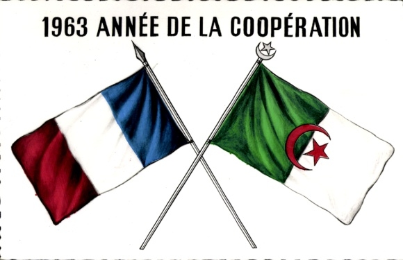 PC France and Algeria, year 1963, cooperation, flags