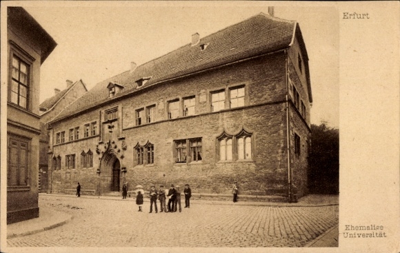 Postcard Erfurt in Thuringia, former university, architecture, street view, passers-by