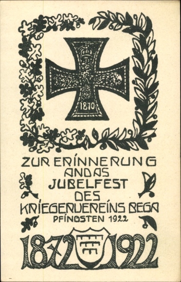 Ak Bega Dörentrup in Lippe, Jubelfest des Kriegervereins, 1872-1922, Pfingsten
