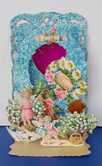 Backdrop card 3D wafer standee, congratulations, angel, forget-me-not, lily of the valley