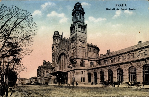 Postcard Praha Prague Czech Republic, train station