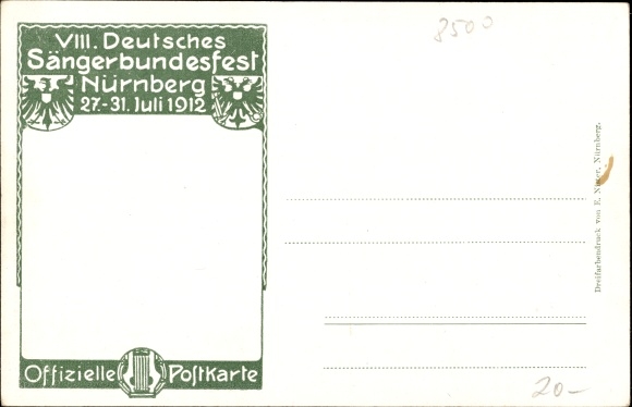 Passepartout PC Nuremberg in Middle Franconia Bavaria, 8th German Singers&#39; Association Festival 1912, Singers&#39; Hall
