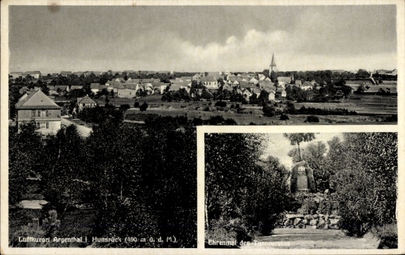 Postcard Argenthal Hunsrück, Memorial of the Gymnastics Club, Church
