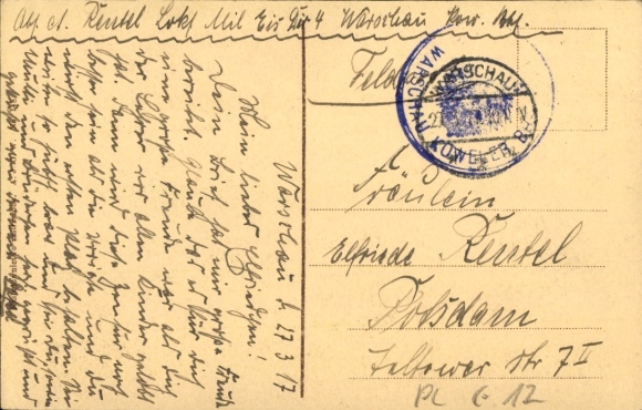 Postcard Warszawa Warsaw Poland, Marschallstraße, Wiener Bahnhof, tram line 3