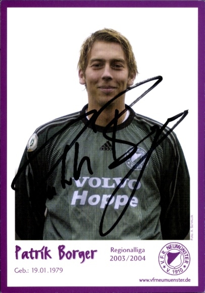 Autogrammkarte Fußballer Patrik Borger, VfR Neumünster, Autogramm
