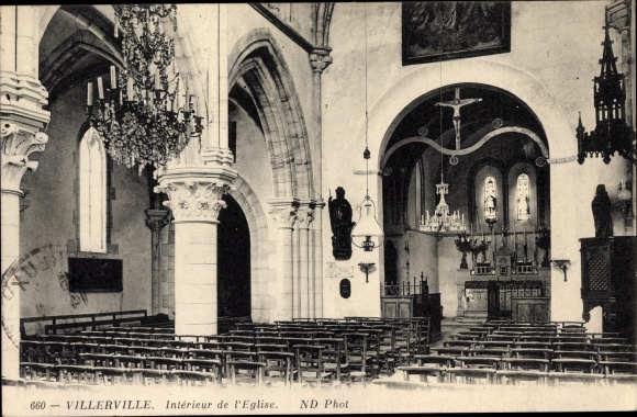 Postcard Villerville Calvados, Interior of the Church