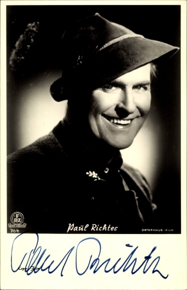 Postcard actor Paul Richter, portrait, autograph, hat, FBZ Verlag