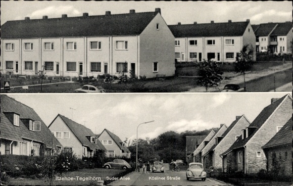 Postcard Tegelhörn Itzehoe in Holstein, Suder Allee, Kösliner Straße