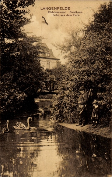Postcard Hamburg Eimsbüttel Stellingen Langenfelde, Etablissement Forsthaus, Park