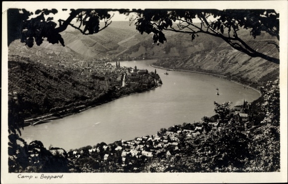 Ak Kamp Bornhofen Rheinland Pfalz, Ort, Fluss, Boppard, Durchblick