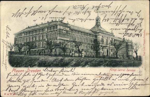 Postcard Dresden Plauen, Royal Teachers Seminar