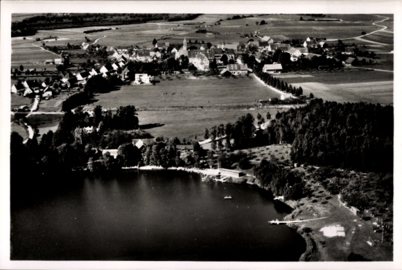 Ak Buxheim in Schwaben, Weiherhaus, Fliegeraufnahme