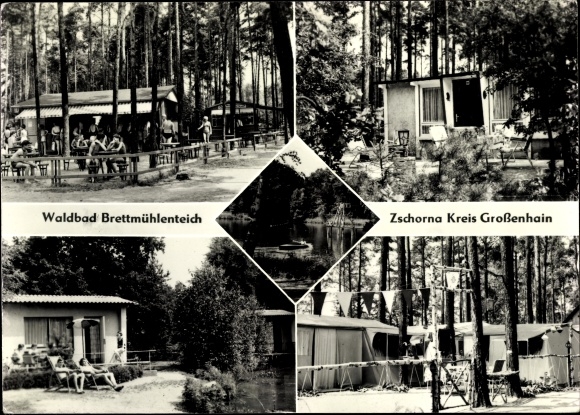 Postcard Zschorna Thiendorf Saxony, local recreation center Brettmühlenteich, forest pool