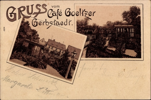 Chromo-Litho Gerbstädt Gerbstedt in the district of Mansfeld Südharz, Cafe Goeltzer