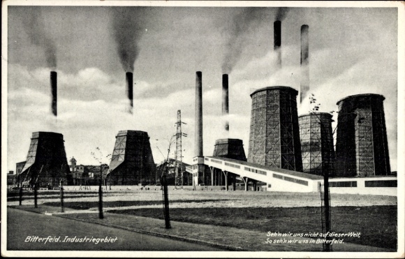 Postcard Bitterfeld in Saxony-Anhalt, industrial area