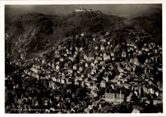 Postcard Lutherstadt Eisenach in Thuringia, Wartburg, aerial photograph