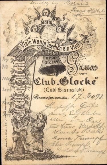 Litho Bremerhaven, Club Glocke, Café Bsimarck, Ehrenmitgliedstafeln, Motto, Zwerge, Engel
