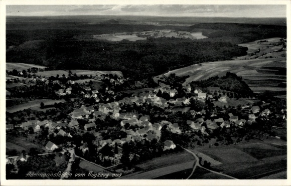 Postcard Adelmannsfelden in Württemberg, aerial photograph