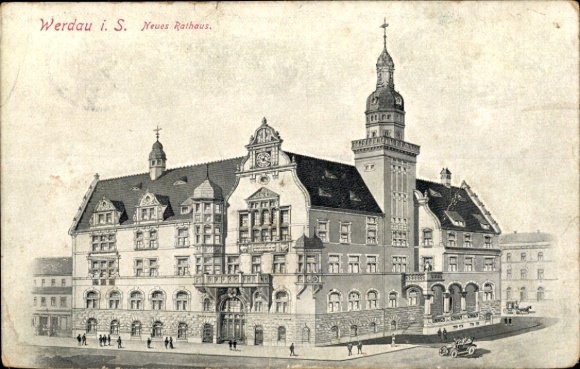 Postcard Werdau in Saxony, New Town Hall