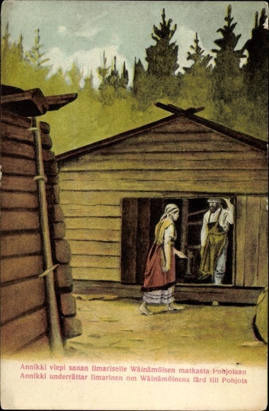 Postcard Finland, Annikki viepi sanan Ilmariselle Wäinämoisen matkasts Pohjolaan