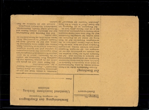 Michel No. 929 on complete parcel card