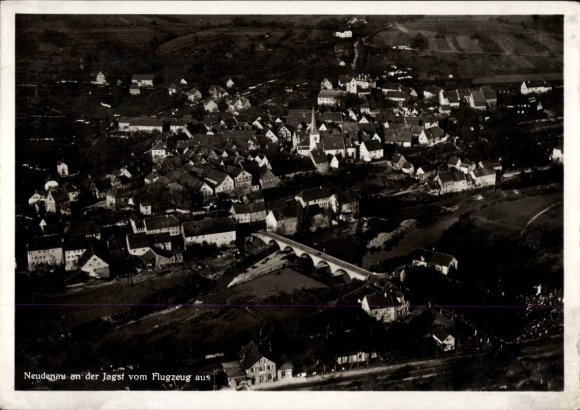 Postcard Neudenau an der Jagst, aerial photograph