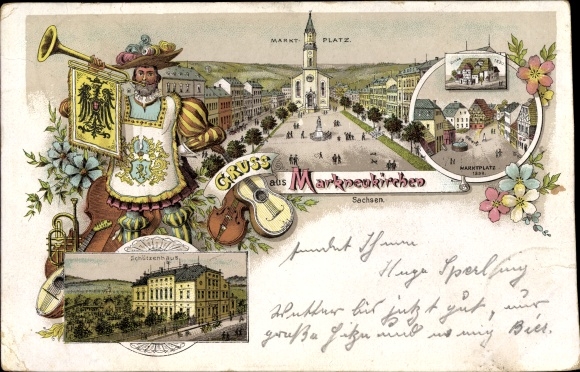 Chromo-Litho Markneukirchen im Vogtland, Schützenhaus, Marktplatz