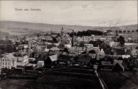 Postcard Zwönitz in the Erzgebirge of Saxony, view of the town