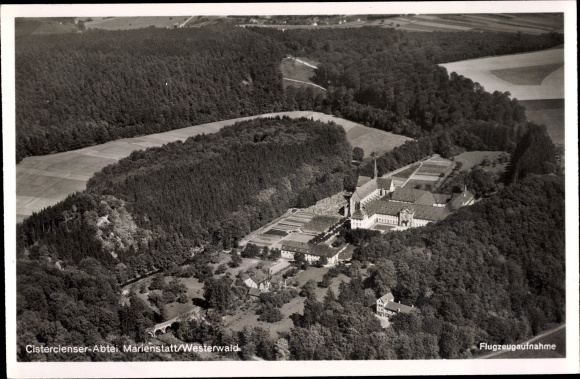 PC Streithausen in the Westerwald, Marienstatt Abbey, aerial photo
