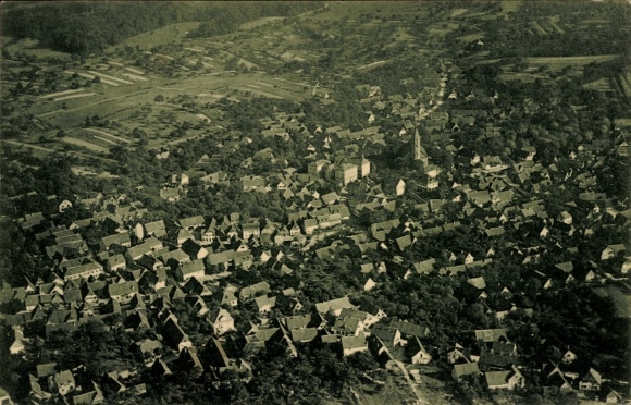 Postcard Malsch in Baden, aerial photograph