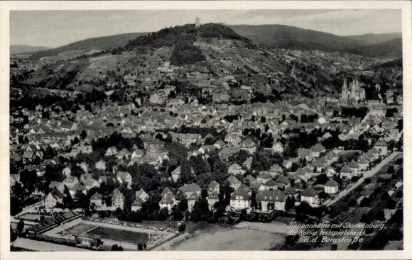 Ak Heppenheim an der Bergstraße, Fliegeraufnahme, Starkenburg