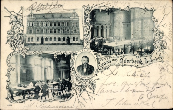 Postcard Bohumín Oderberg Reg. Moravian Silesia, wine bar, interior view, portrait of the owner