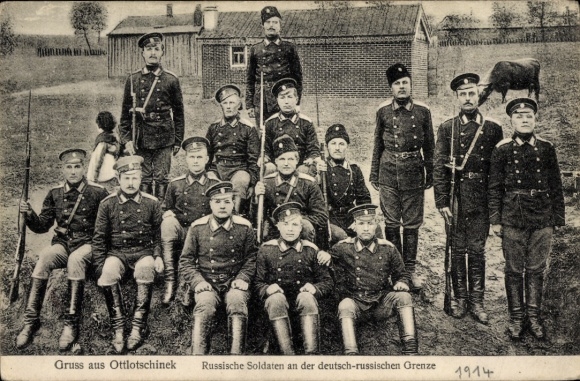 Ak Otłoczynek in Westpreußen, Russische Soldaten an der deutsch-russischen Grenze 1914
