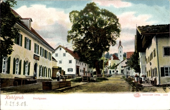 Ansichtkaart Bad Kohlgrub in Opper-Beieren, Dorfgasse
