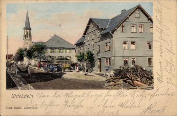 PC Ulrichstein in Hesse, street with church